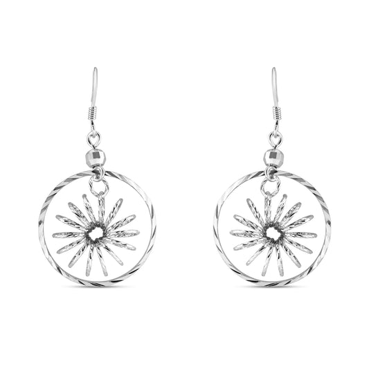 Silver Twirl Blossom Earrings