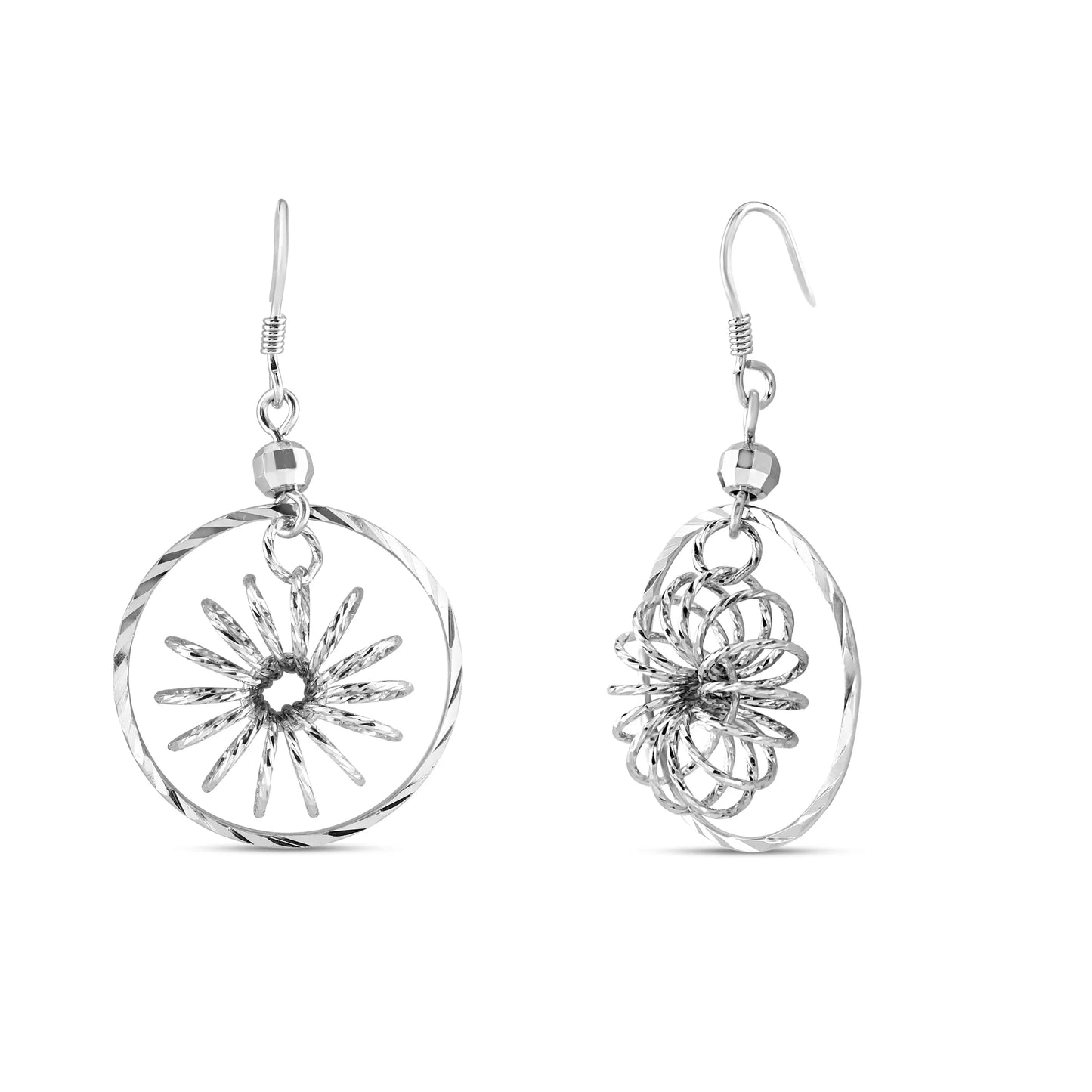 Silver Twirl Blossom Earrings