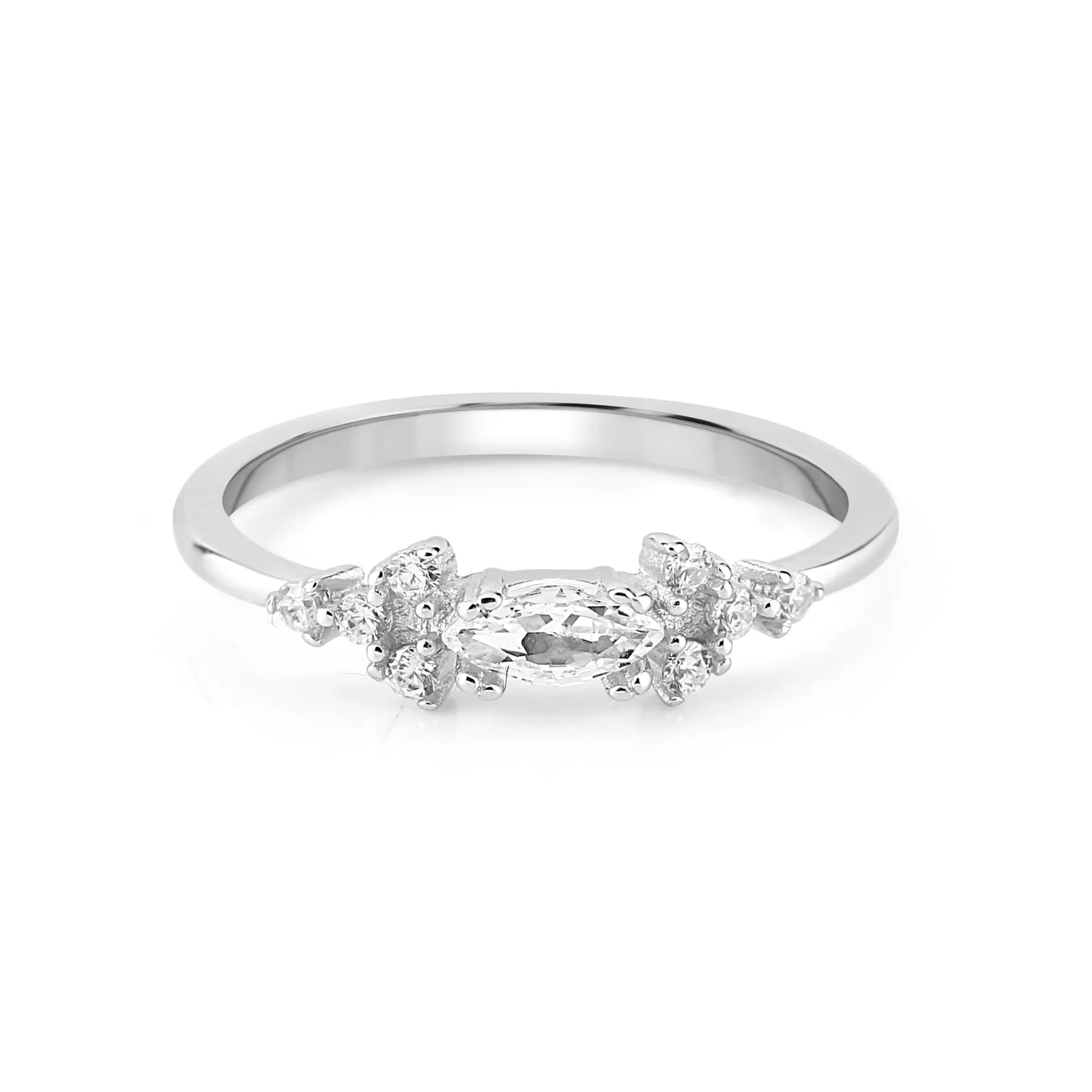 Silver Glimmer Veil Ring