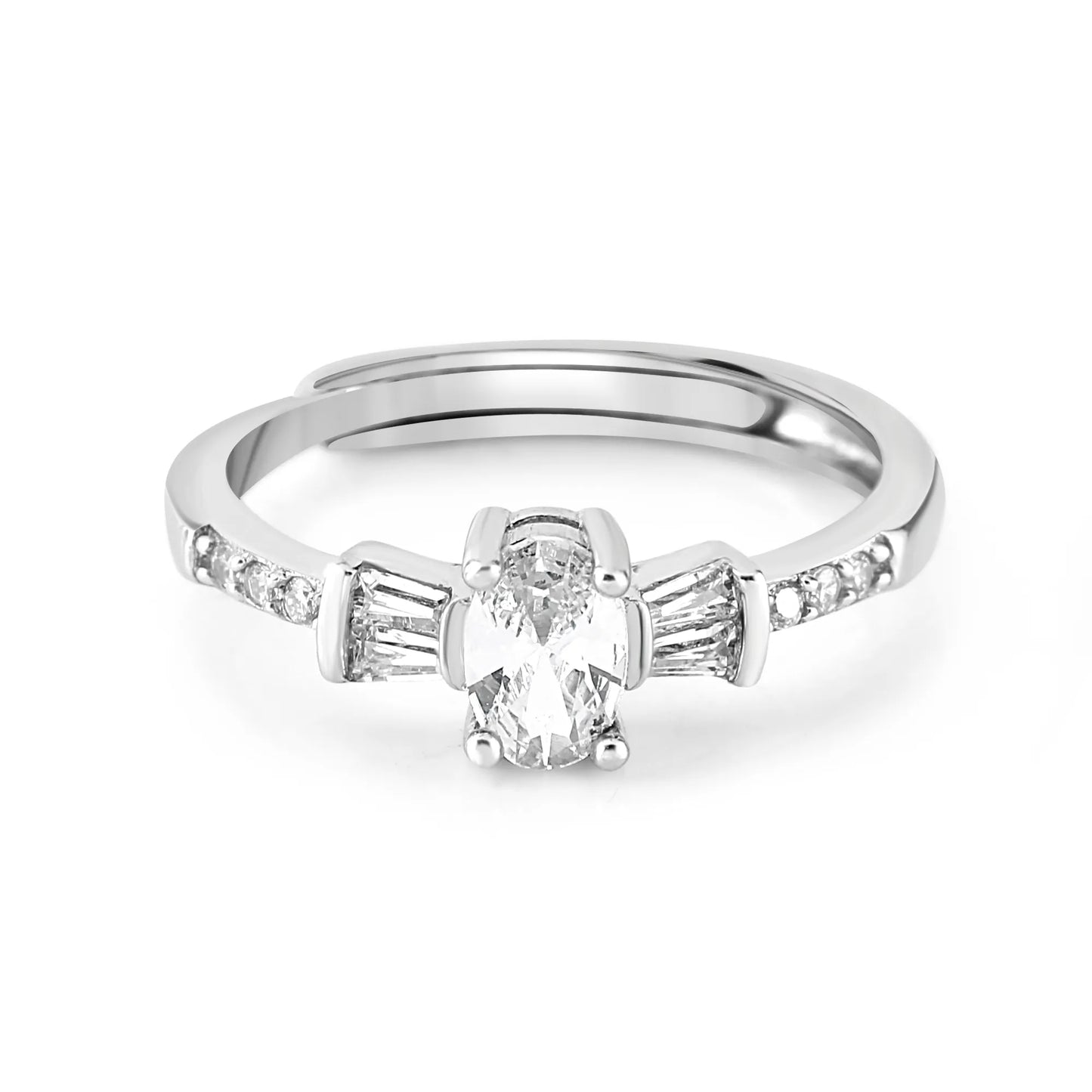 Silver Dainty Solitaire Ring