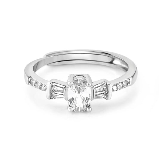 Silver Dainty Solitaire Ring