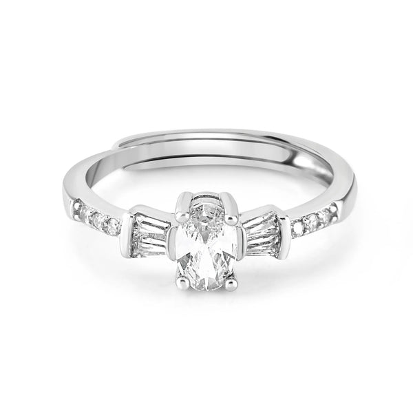 Silver Dainty Solitaire Ring