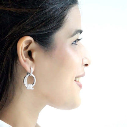 Silver Glitter Loop Earrings
