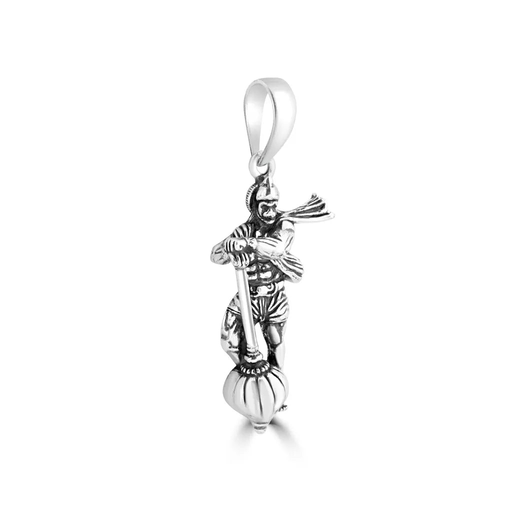 Silver Oxidised Divya Hanuman Pendant For Him