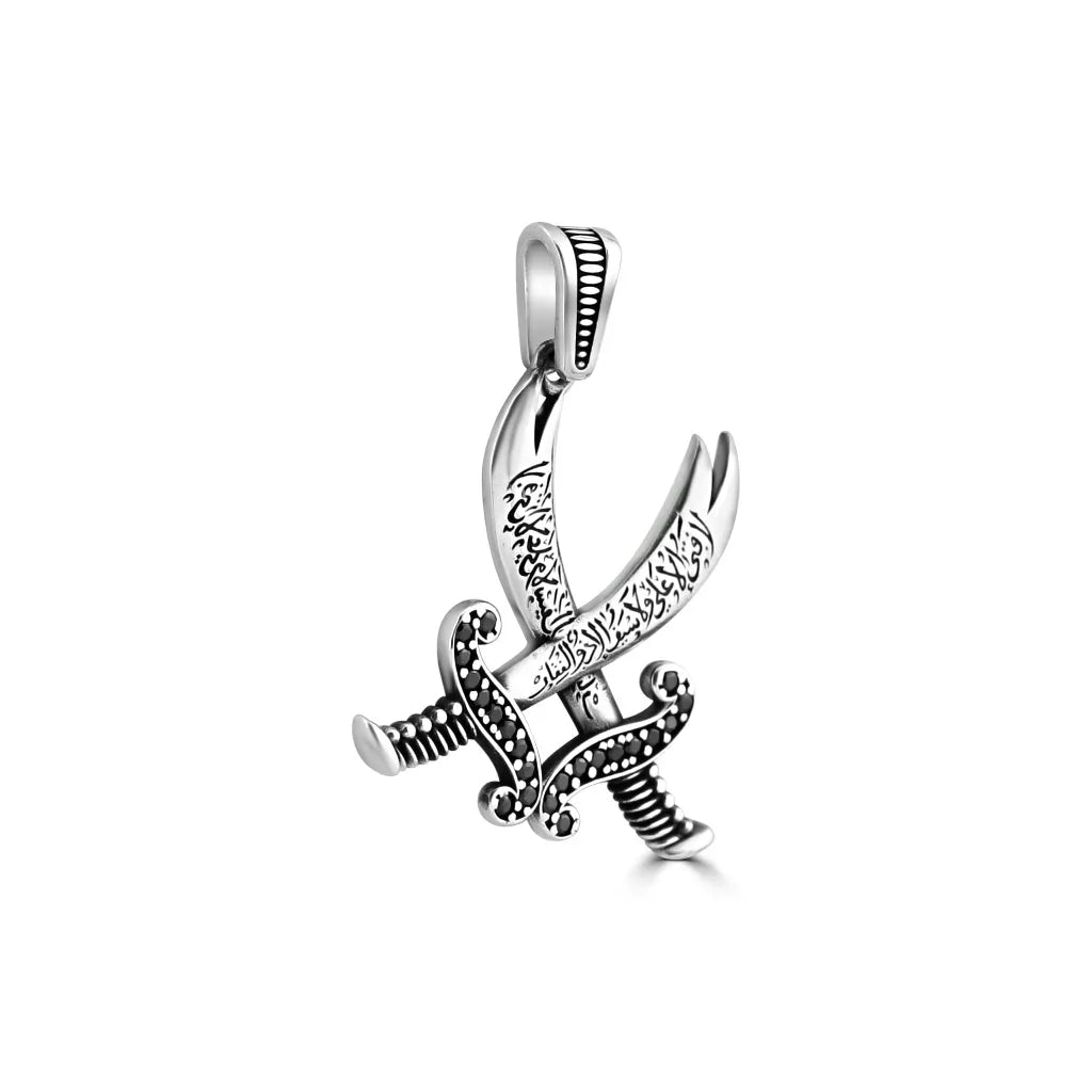 Silver Oxidised King Sword Pendant For Him