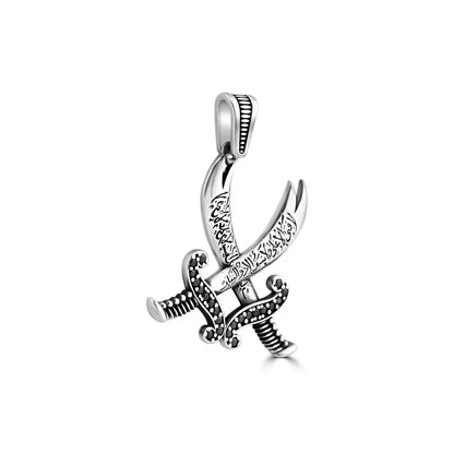 Silver Oxidised King Sword Pendant For Him
