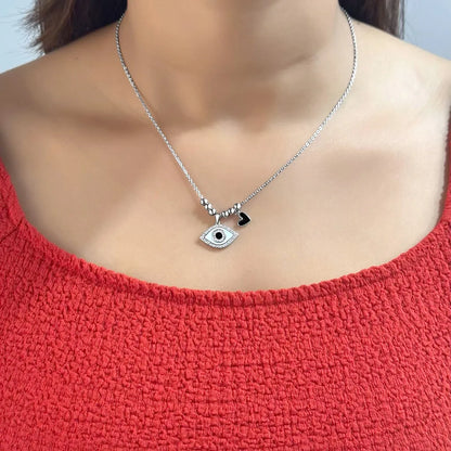 Silver Black Evil eye Necklace