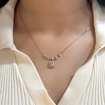 Rose Gold Solitaire Prisma Necklace with Link Chain