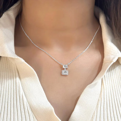 Silver Radiant Squares Necklace with Link Chain