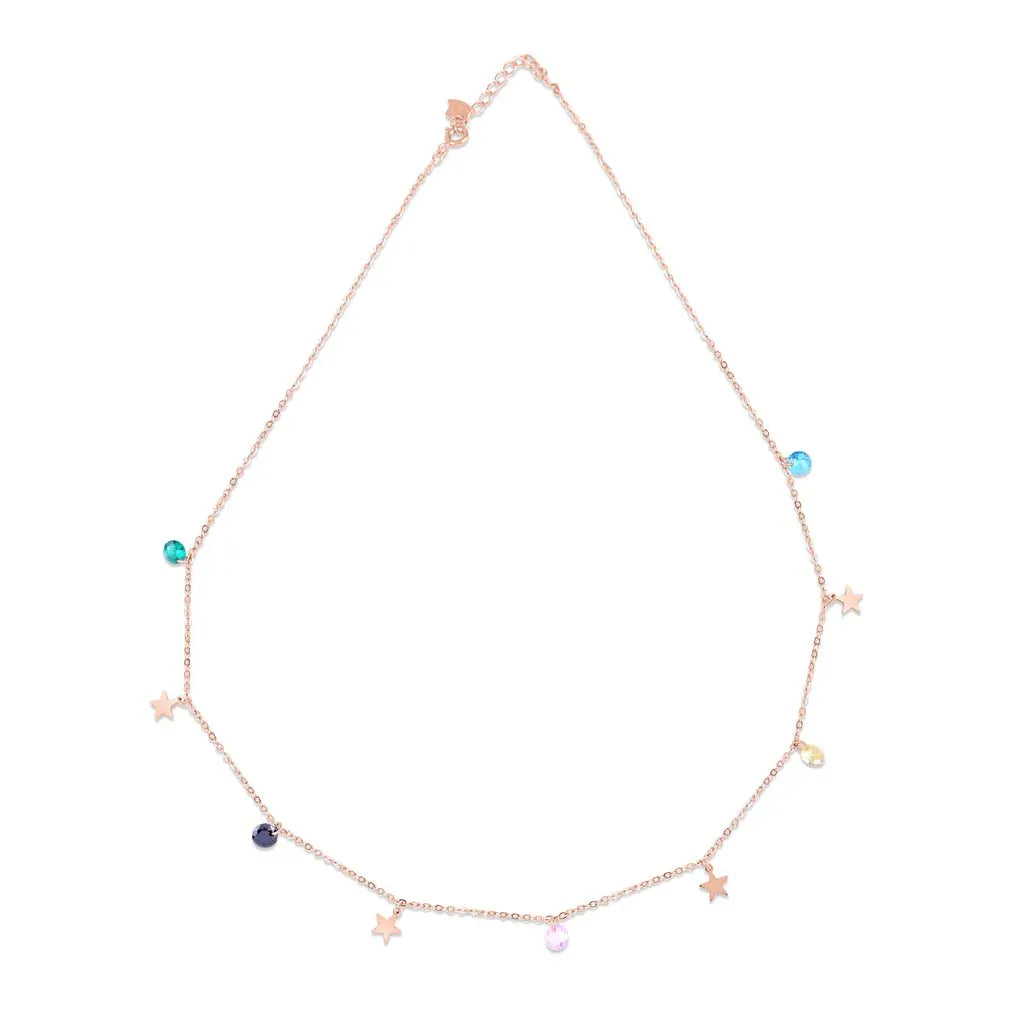 Rose Gold Multicolour Celestial Charms Necklace
