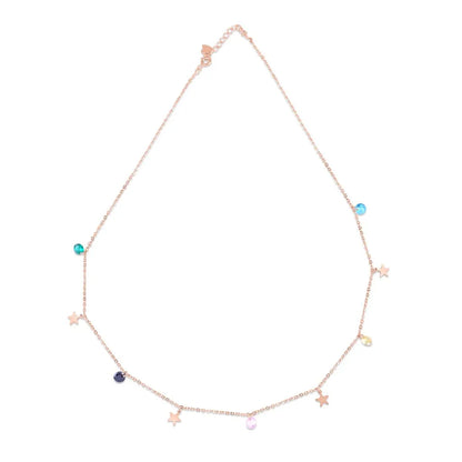 Rose Gold Multicolour Celestial Charms Necklace