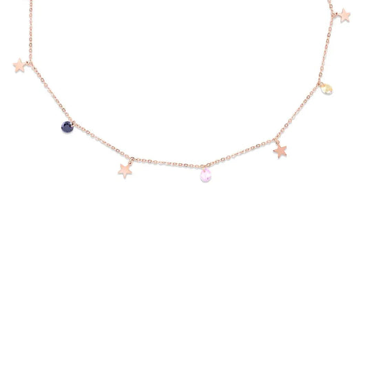 Rose Gold Multicolour Celestial Charms Necklace