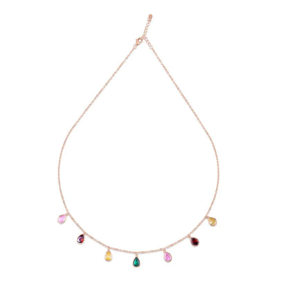 Rose Gold Raindrop Gem Necklace