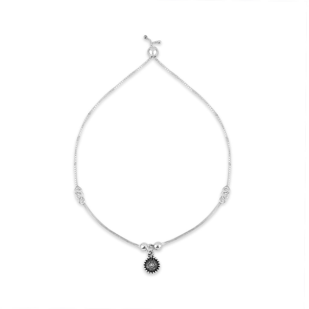 Silver Oxidised Charm Anklet