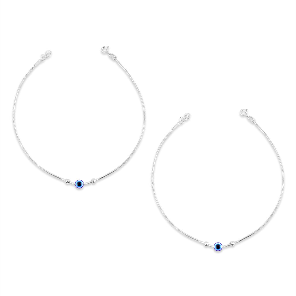 Silver Evil Eye Anklet