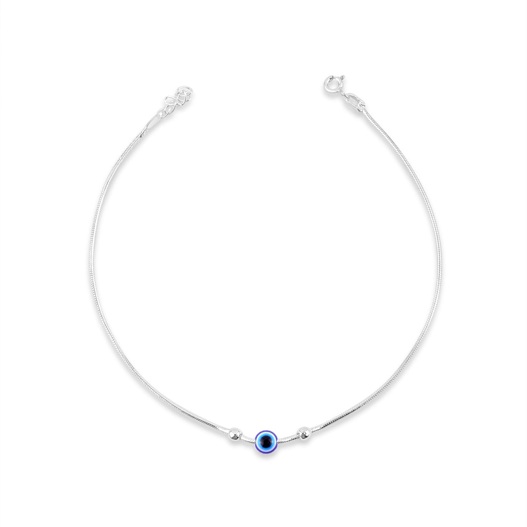 Silver Evil Eye Anklet
