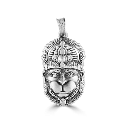 Oxidised Silver Shree Hanuman Pendant For Him