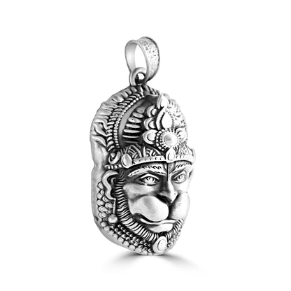 Oxidised Silver Shree Hanuman Pendant For Him