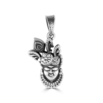 Oxidised Silver Shreenathji Pendant For Him