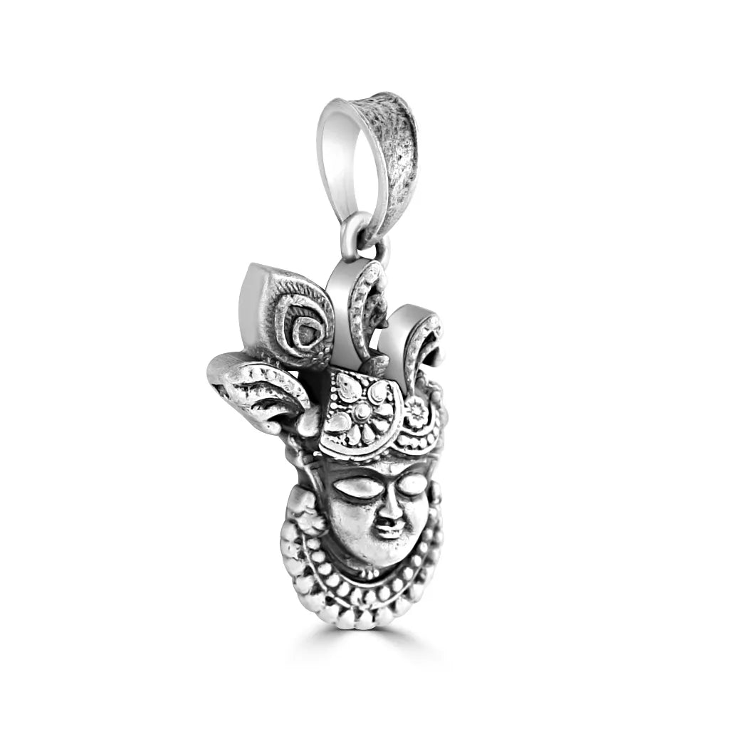 Oxidised Silver Shreenathji Pendant For Him
