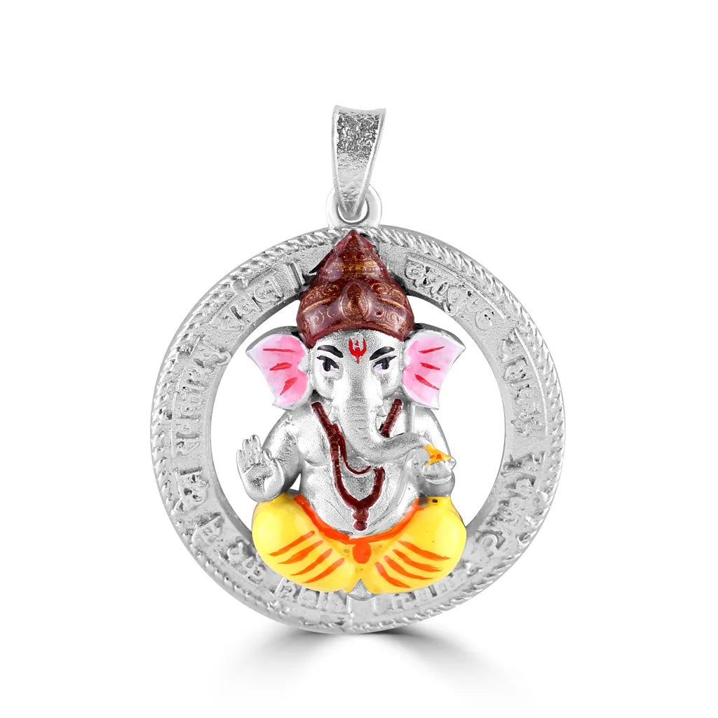 Silver Ganapati Pendant For Him
