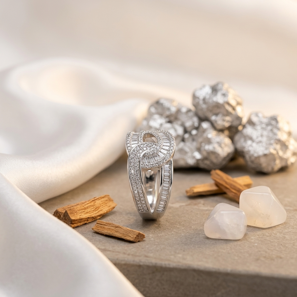 Silver Luminary Crossover Ring
