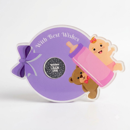 Tiny Feet Silver Baby Girl Coin Gift Box