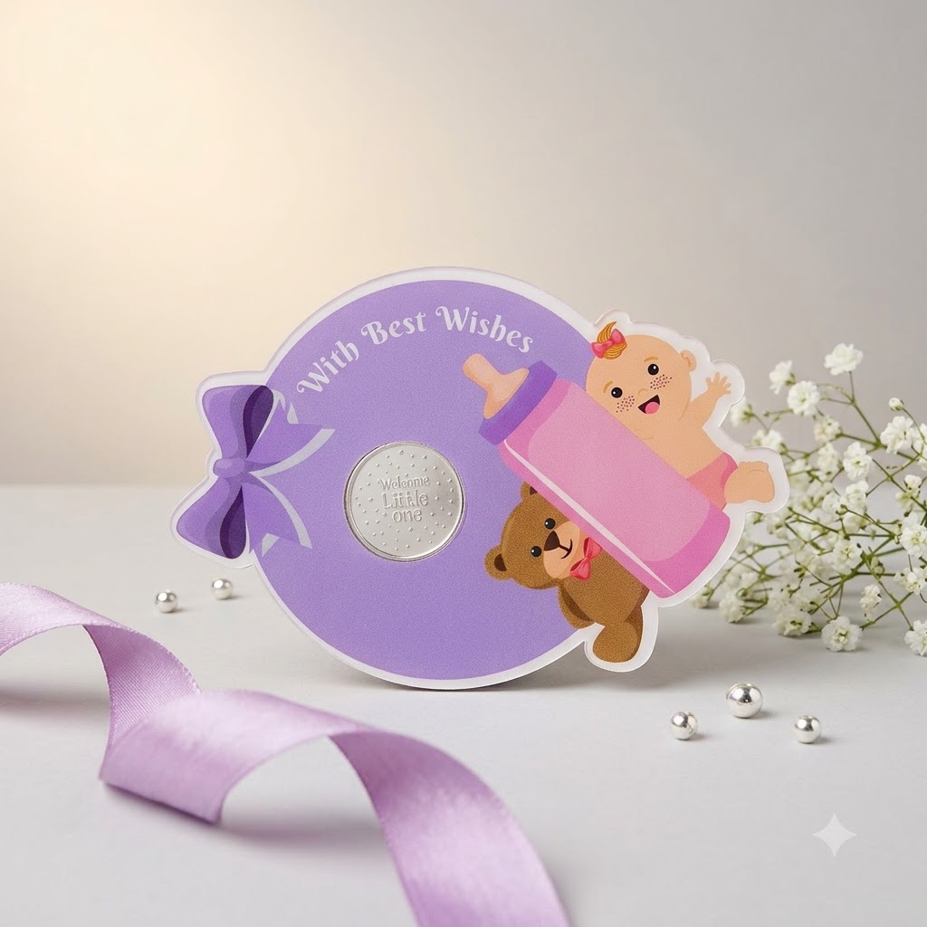 Tiny Feet Silver Baby Girl Coin Gift Box