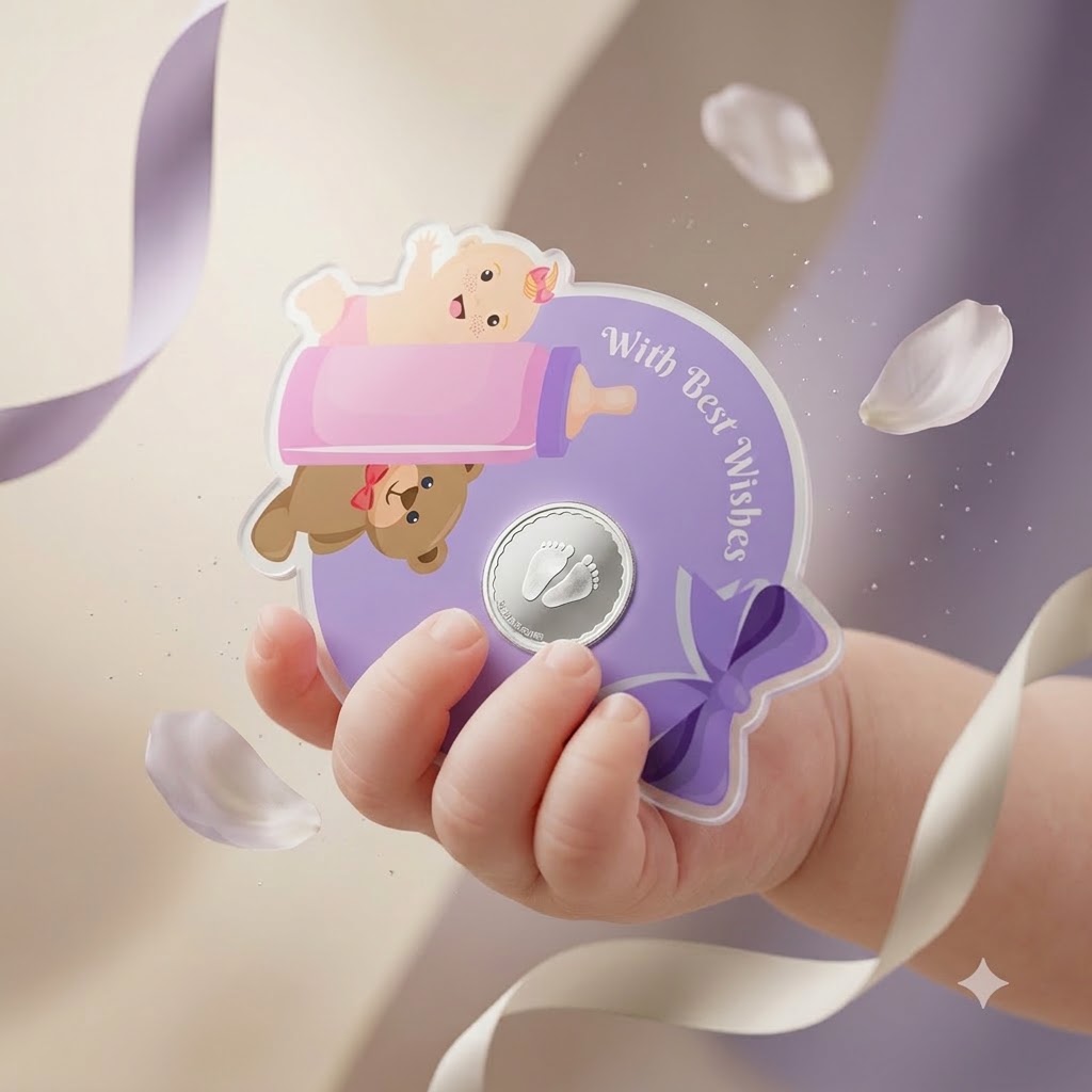 Tiny Feet Silver Baby Girl Coin Gift Box