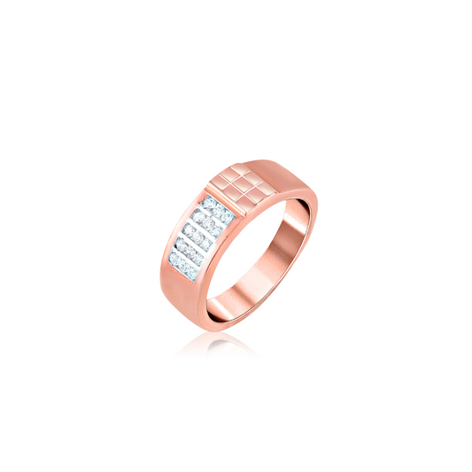 Rose Gold Cubic Elegance Ring For Him