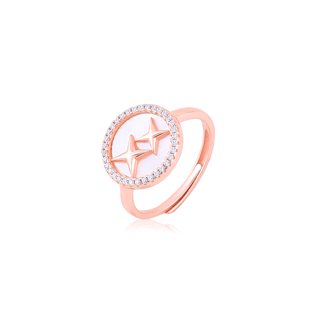 Rose Gold Circling stars MOP Ring