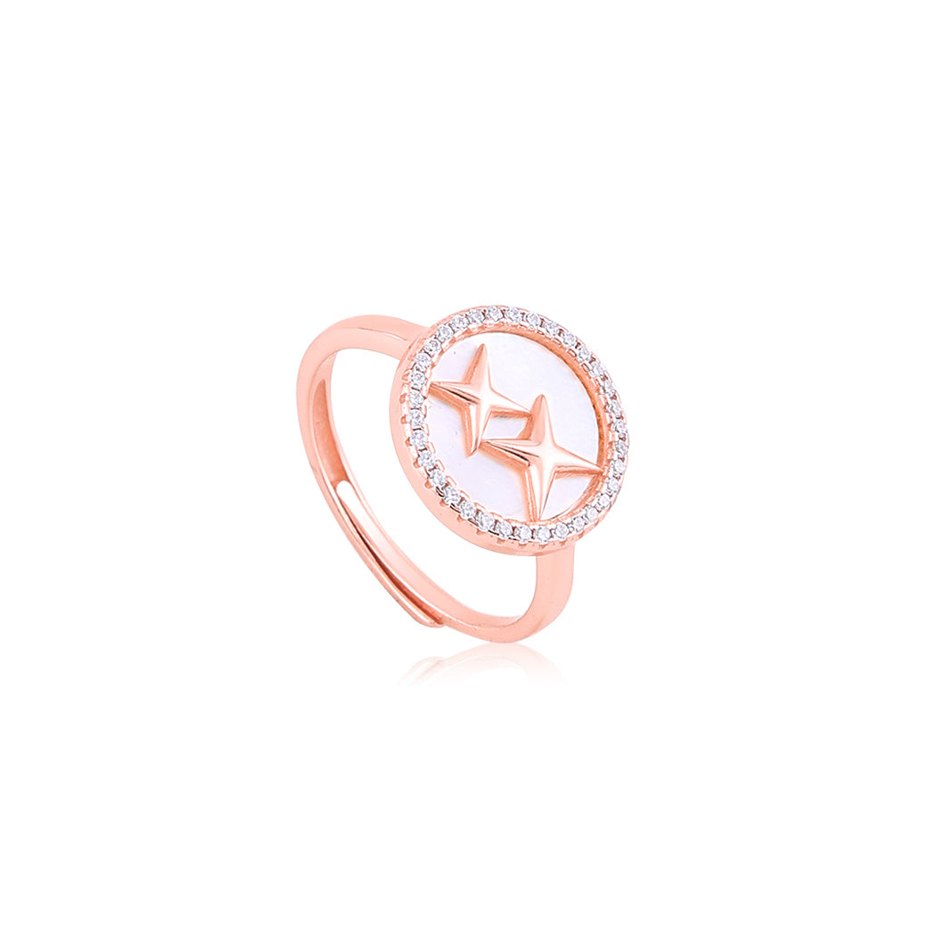 Rose Gold Circling stars MOP Ring