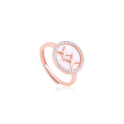 Rose Gold Circling stars MOP Ring