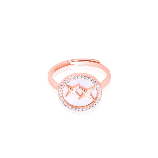 Rose Gold Circling stars MOP Ring