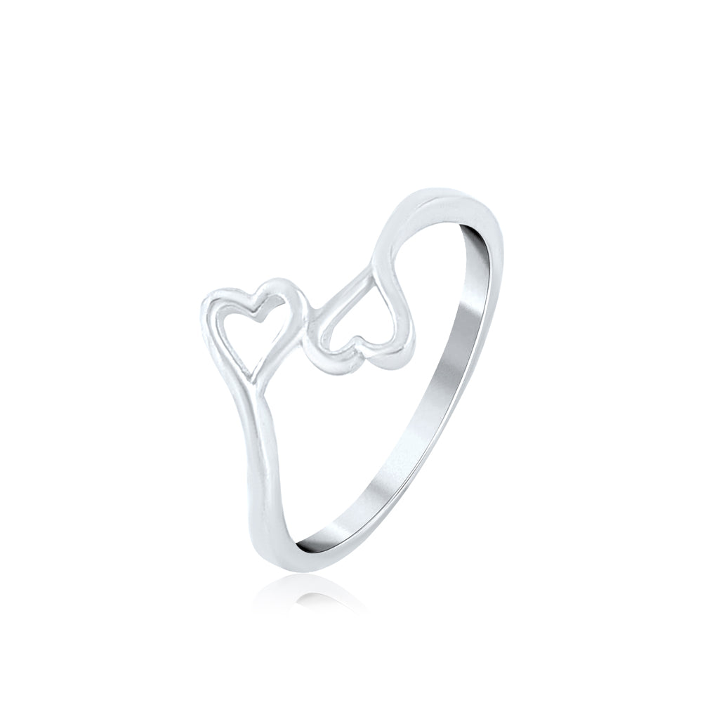 Silver Hugging Hearts Ring