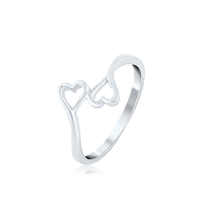 Silver Hugging Hearts Ring