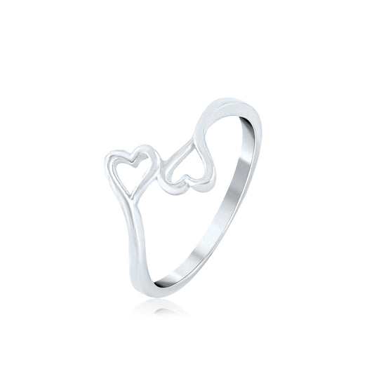 Silver Hugging Hearts Ring
