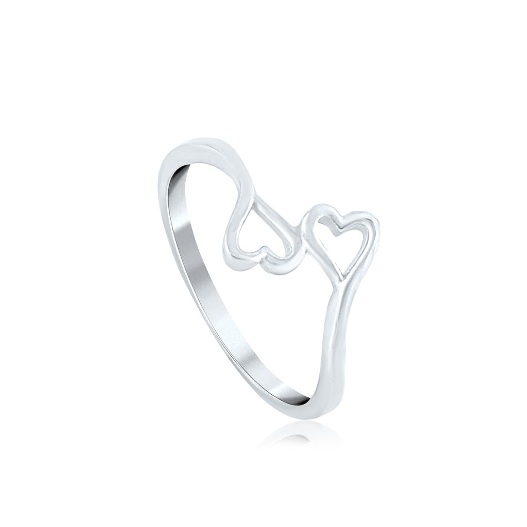 Silver Hugging Hearts Ring