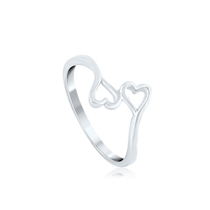Silver Hugging Hearts Ring