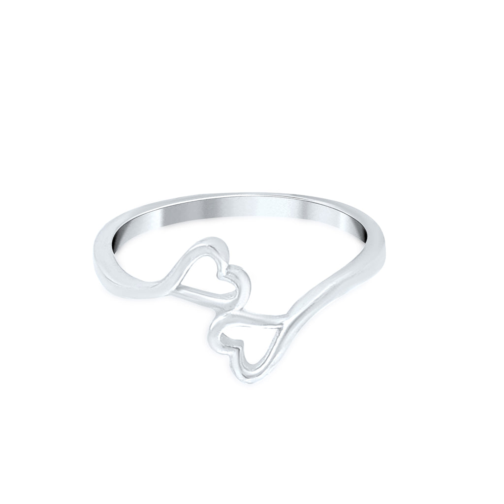 Silver Hugging Hearts Ring