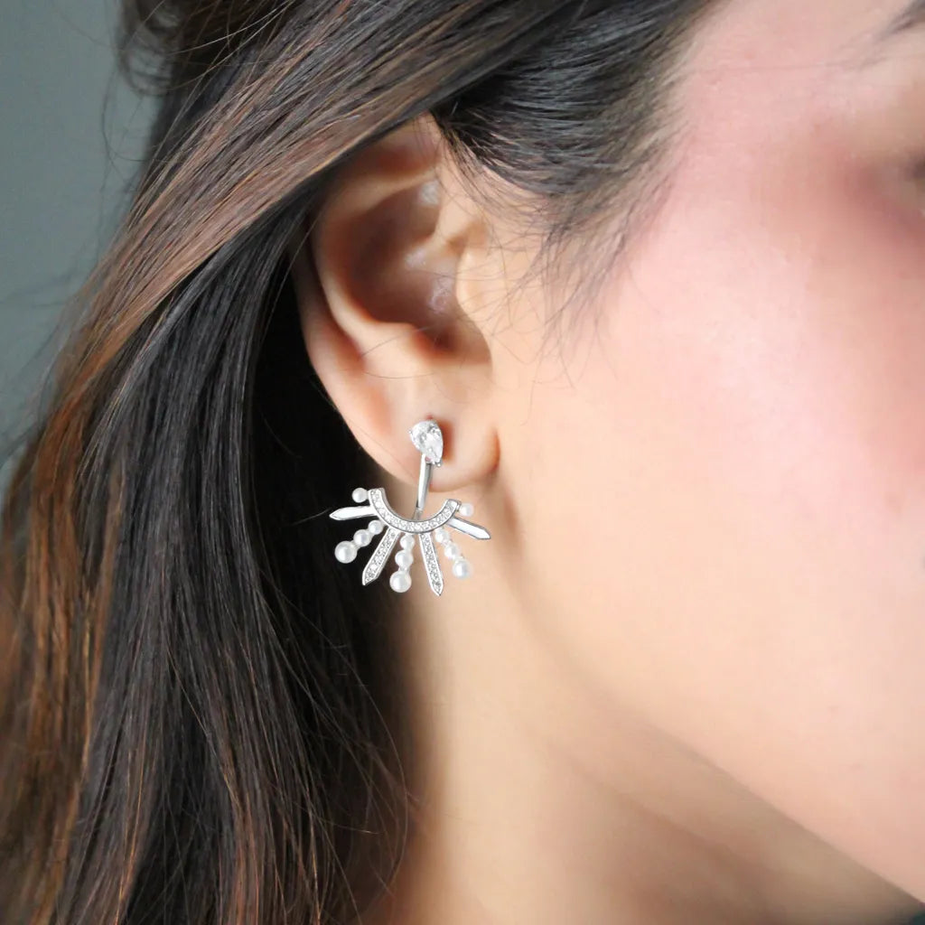 Silver Pearl Drop Earrings