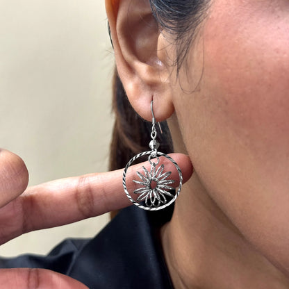 Silver Twirl Blossom Earrings