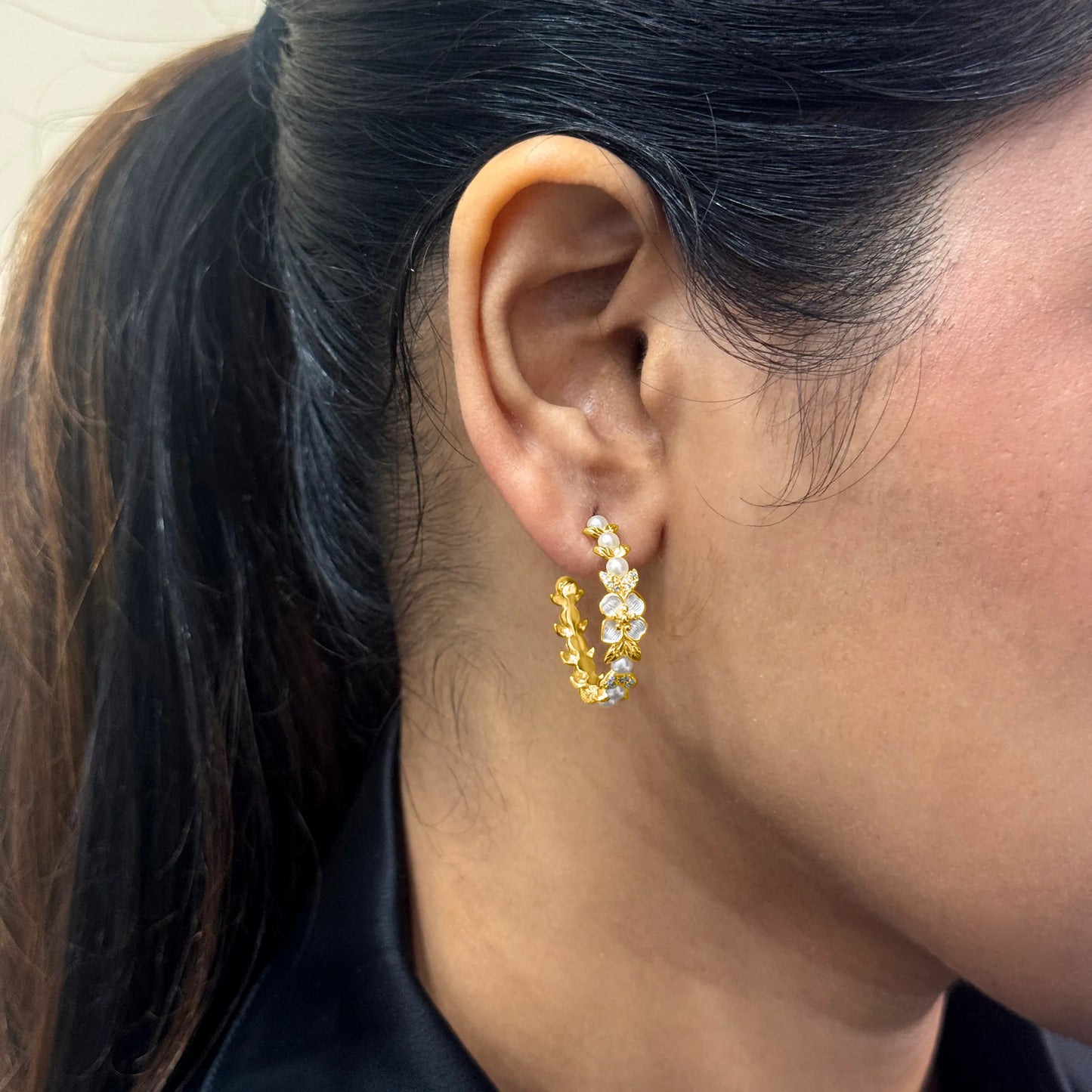 Golden Floral Hoops