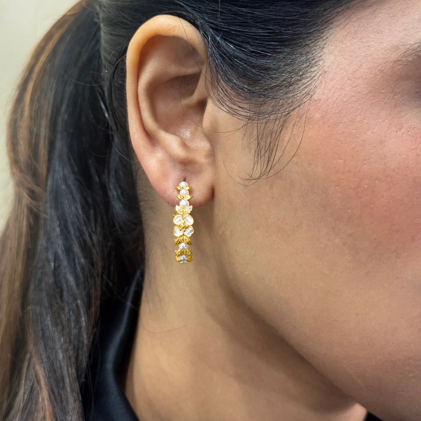 Golden Floral Hoops