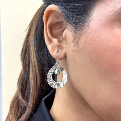 Silver Luna Orb Earrings