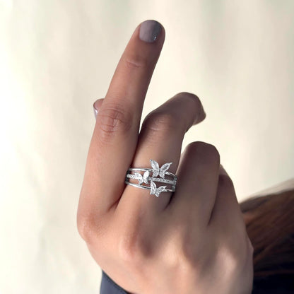 Silver Butterfly Stack Ring