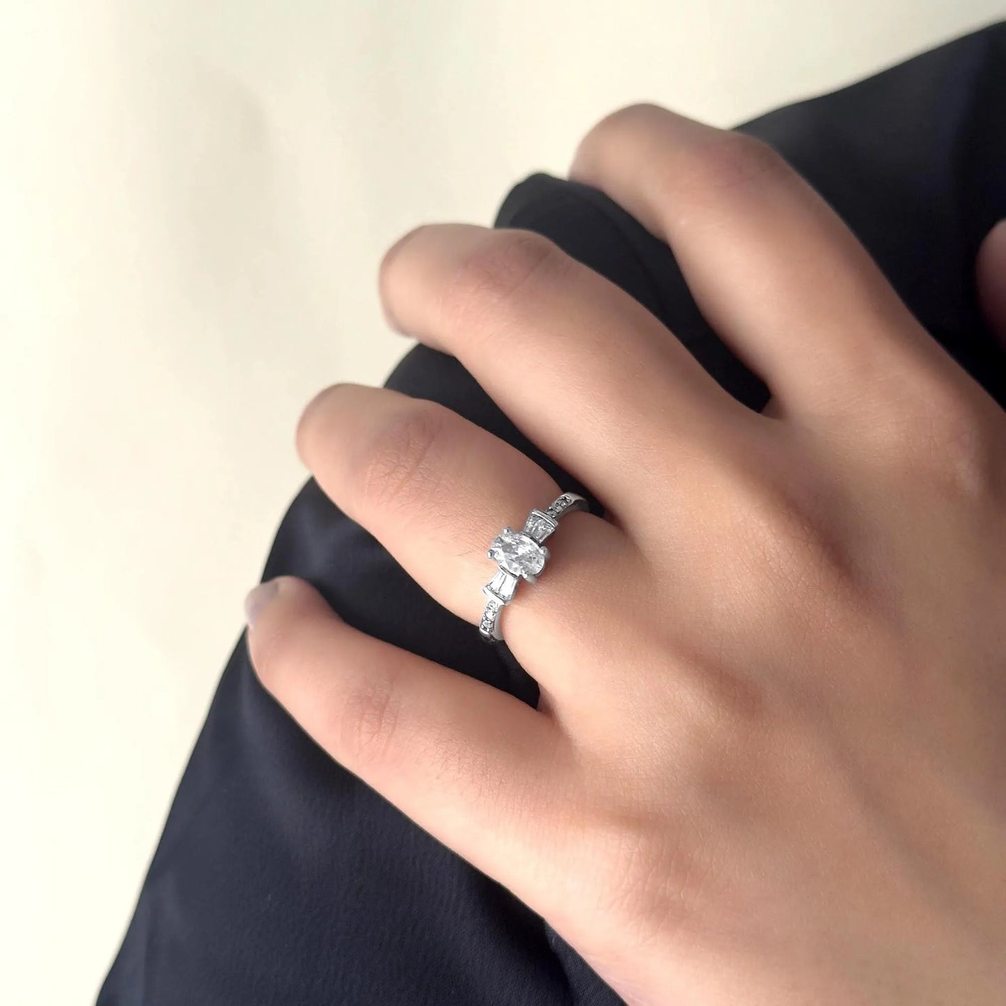 Silver Dainty Solitaire Ring