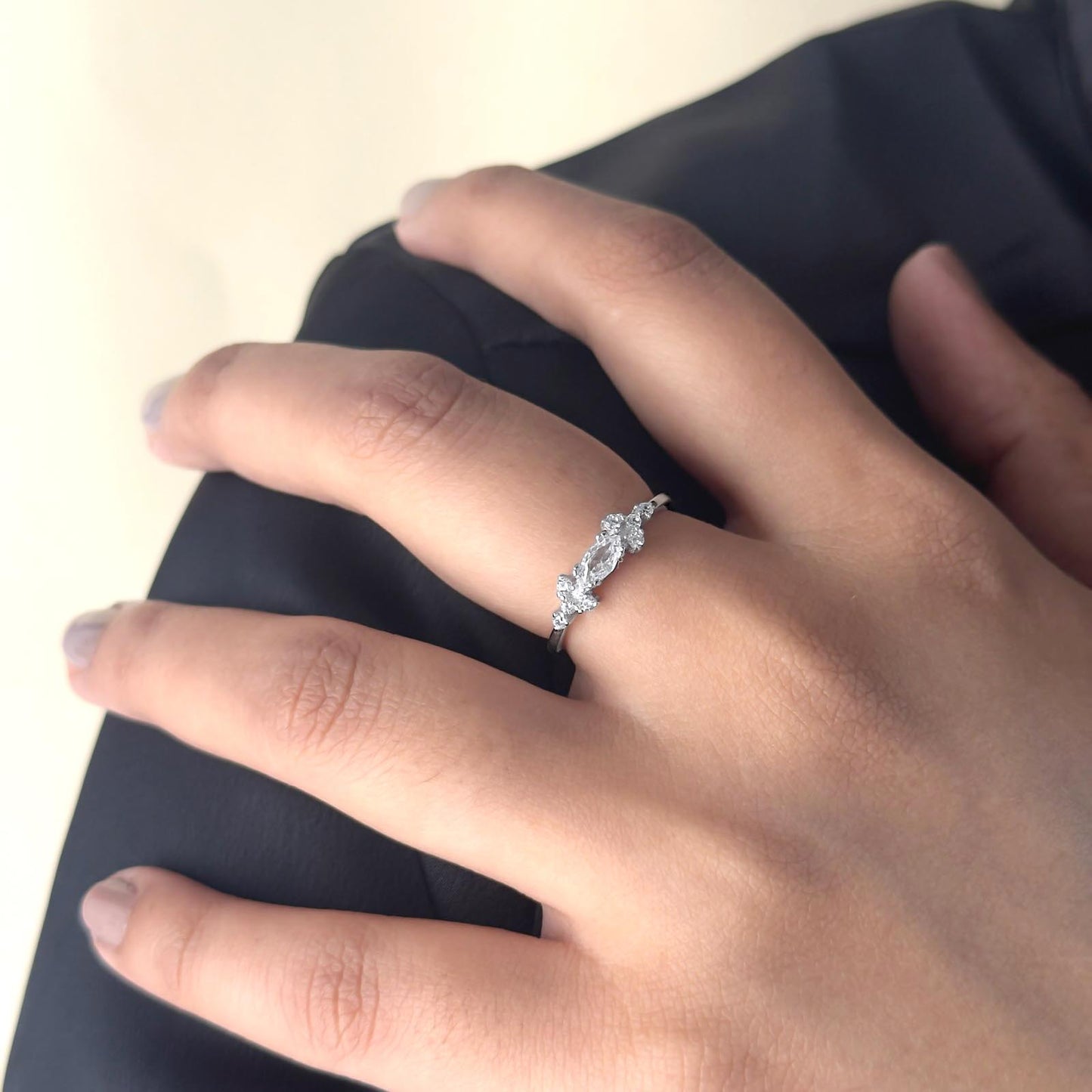 Silver Glimmer Veil Ring