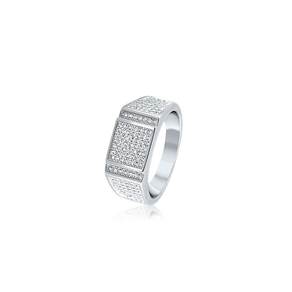 Silver Classic Rectangular Ring For Him
