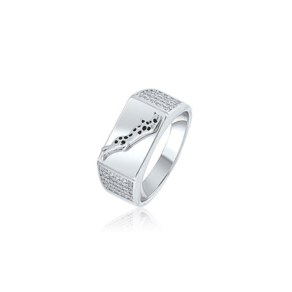 Silver Black Jaguar Ring For Him